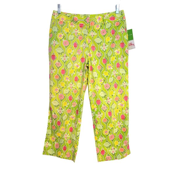 Lilly Pullitzer Vintage Palm Beach Liza Capri Pants Ladybugs and Lemons - Picture 1 of 6